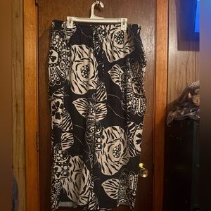 Christian Siriano Black and White Floral Pants